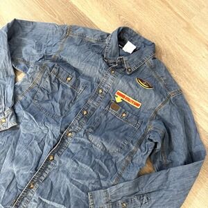 NWT Wrangler Riggs Workwear Cotton Denim Long Sleeve Button Down Shirt Men's M